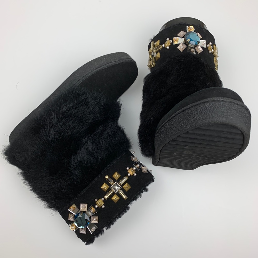 Tory Burch Curran Shearling Rabbit Fur Boots - Picture 3 of 8